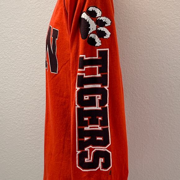 Vintage 90s Auburn University Tigers T Shirt College Long Sleeve Orange S Small - Picture 4 of 9